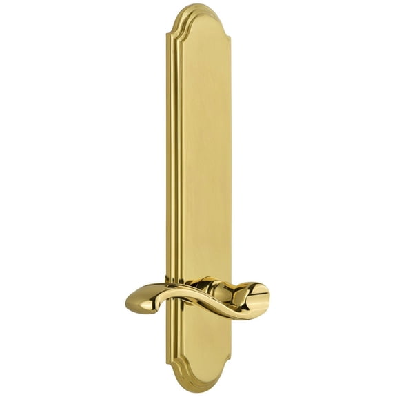 Grandeur 803803 Arc Solid Brass Tall Plate Rose Right Handed Passage Door Lever Set -