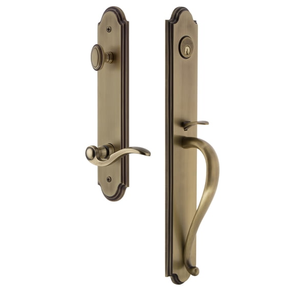 Grandeur 846767 Arc Solid Brass Rose Left Handed Keyed Entry Single Cylinder Full Plate