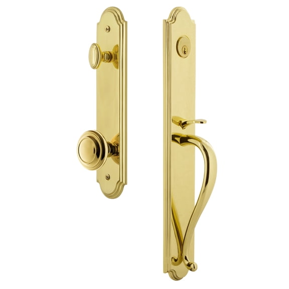 Grandeur 843855 Arc Solid Brass Rose Keyed Entry Single Cylinder Full Plate "S" Grip