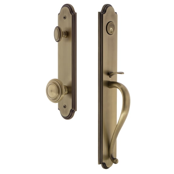 Grandeur 843891 Arc Solid Brass Rose Keyed Entry Single Cylinder Full Plate "S" Grip