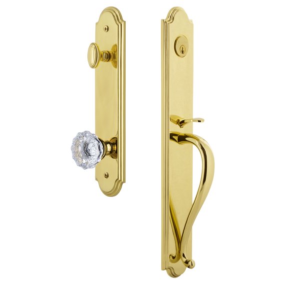 Grandeur 844034 Arc Solid Brass Rose Keyed Entry Single Cylinder Full Plate "S" Grip