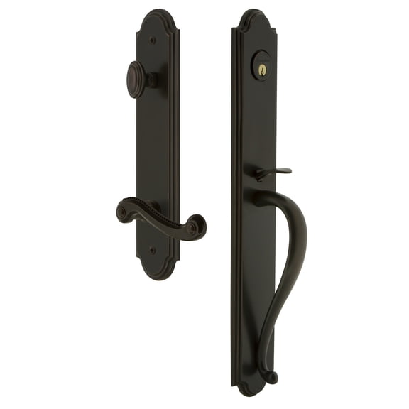 Grandeur Arcsgrnew_Esetd_Na_Lh Arc Solid Brass Rose Left Handed Dummy Full Plate 'S' Grip