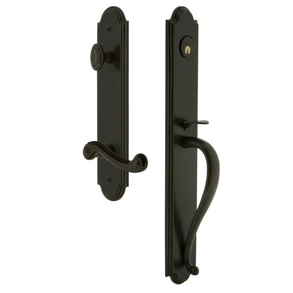 Grandeur Arcsgrnew_Esetd_Na_Lh Arc Solid Brass Rose Left Handed Dummy Full Plate 'S' Grip