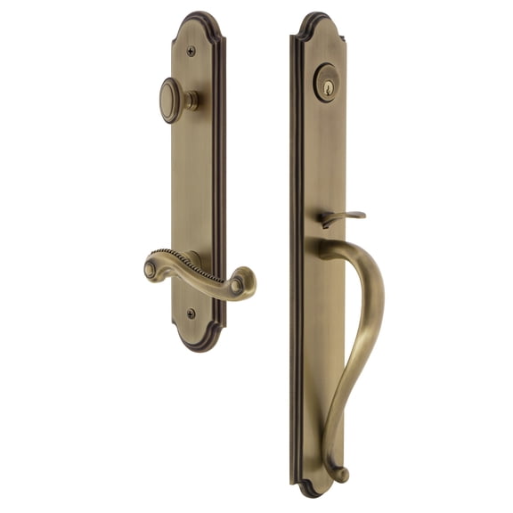 Grandeur 849807 Arc Solid Brass Rose Right Handed Dummy Full Plate 'S' Grip Handleset -