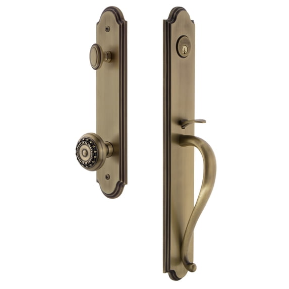 Grandeur 844251 Arc Solid Brass Rose Keyed Entry Single Cylinder Full Plate "S" Grip