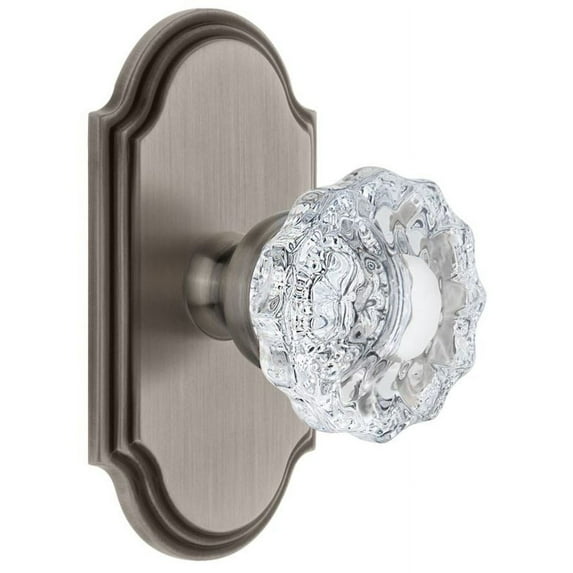 Grandeur Arcver_Psg_238 Arc Solid Brass Rose Passage Door Knob Set - Grey