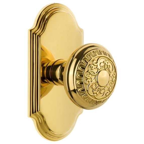 Grandeur Arcwin_Prv_238 Arc Solid Brass Privacy Door Knob Set - Brass