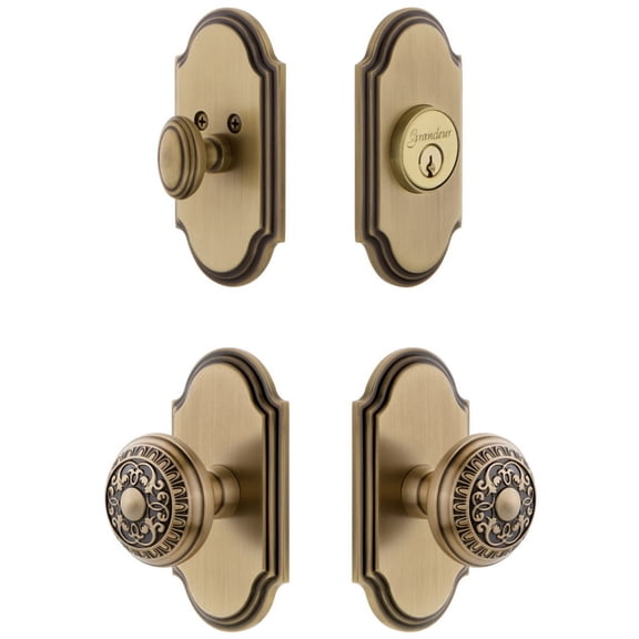 Grandeur 827273 Arc Solid Brass Single Cylinder Keyed Entry Knobset And Deadbolt Combo