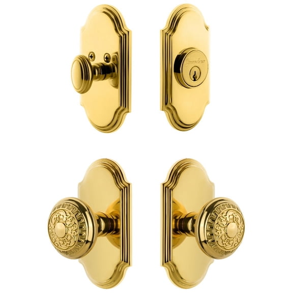 Grandeur 827237 Arc Solid Brass Single Cylinder Keyed Entry Knobset And Deadbolt Combo