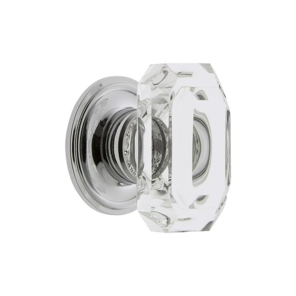 Grandeur Bagu-Knob-Geo-Lg Baguette 1-3/4” Emerald Cut Crystal Cabinet Knob - Chrome