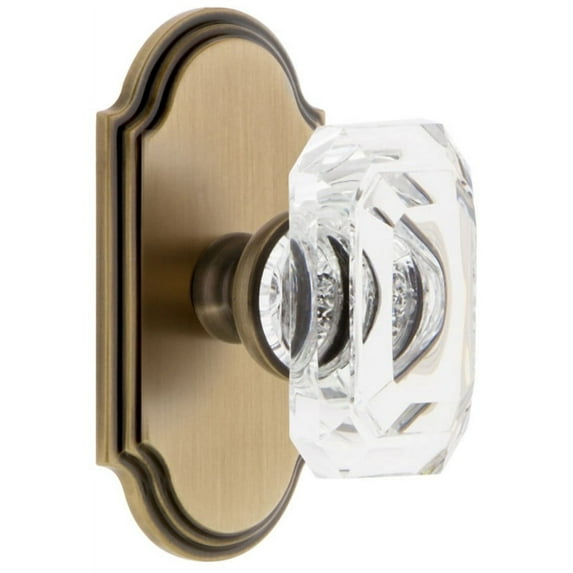 Grandeur Baguette Crystal Door Knob with Arc Plate