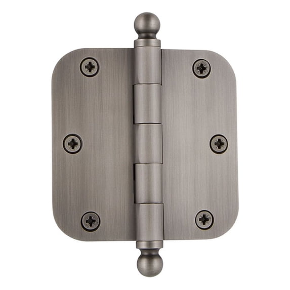 Grandeur 808996 Solid Brass 3.5" Ball Tip Designer Hinge - Grey