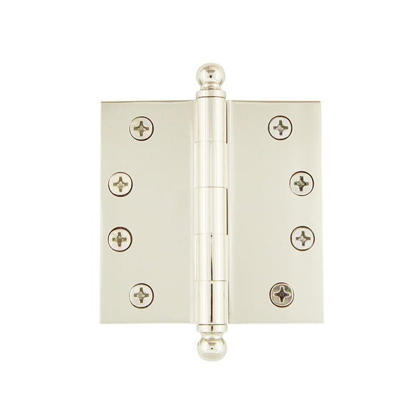 grandeur hardware 809723 4" ball tip heavy duty hinge with square corners, 4" x 4", polished nickel