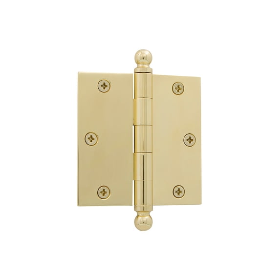 grandeur hardware 808991 3.5" ball tip residential hinge with square corners, 3.5" x 3.5", polished brass