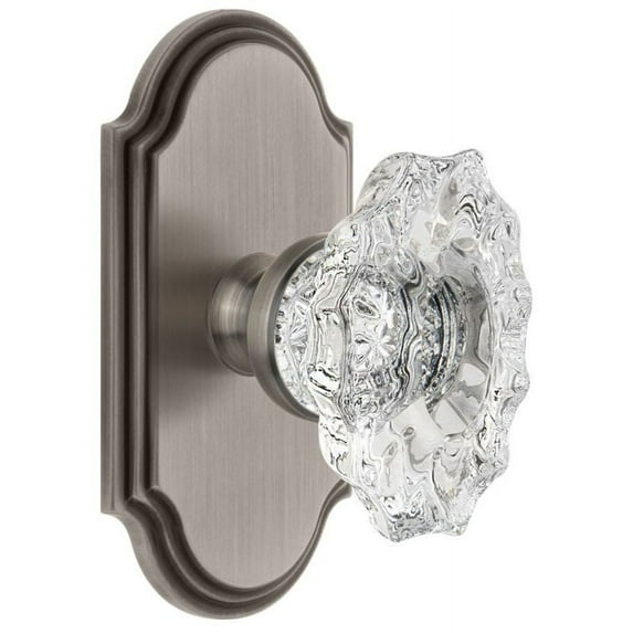 Grandeur Arcbia_Prv_238 Arc Solid Brass Rose Privacy Door Knob Set - Grey