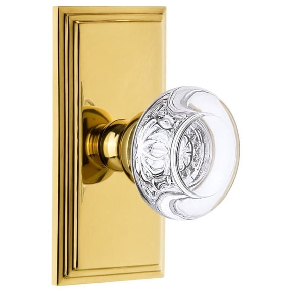 Grandeur Bordeaux Crystal Door Knob with Carre Plate