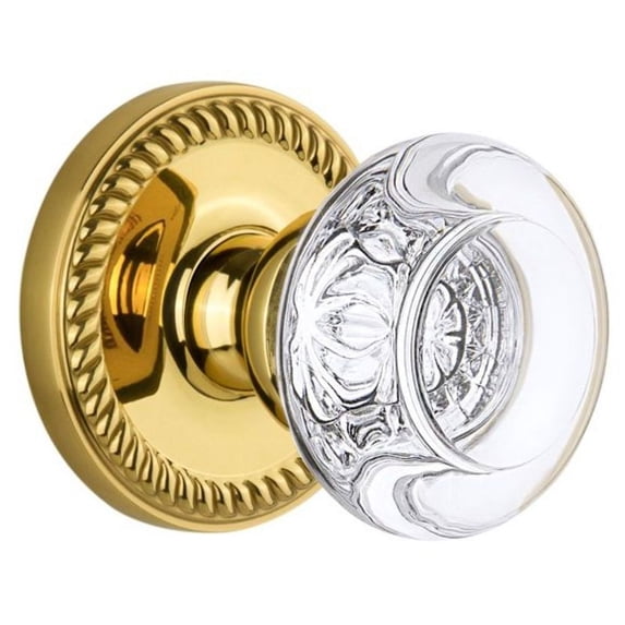 Grandeur 813102 Newport Solid Brass Rose Passage Door Knob Set - Brass