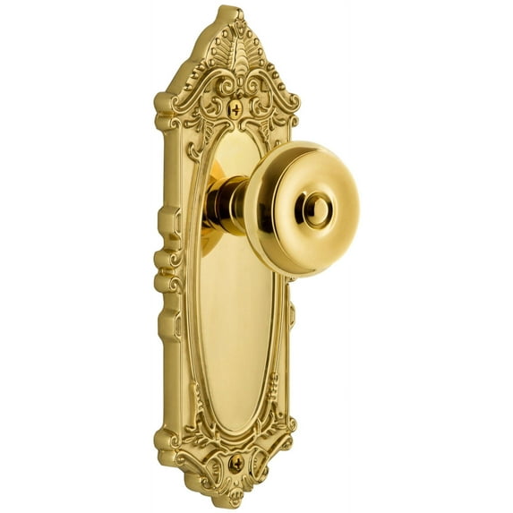Grandeur Bouton Door Knob with Grande Victorian Plate
