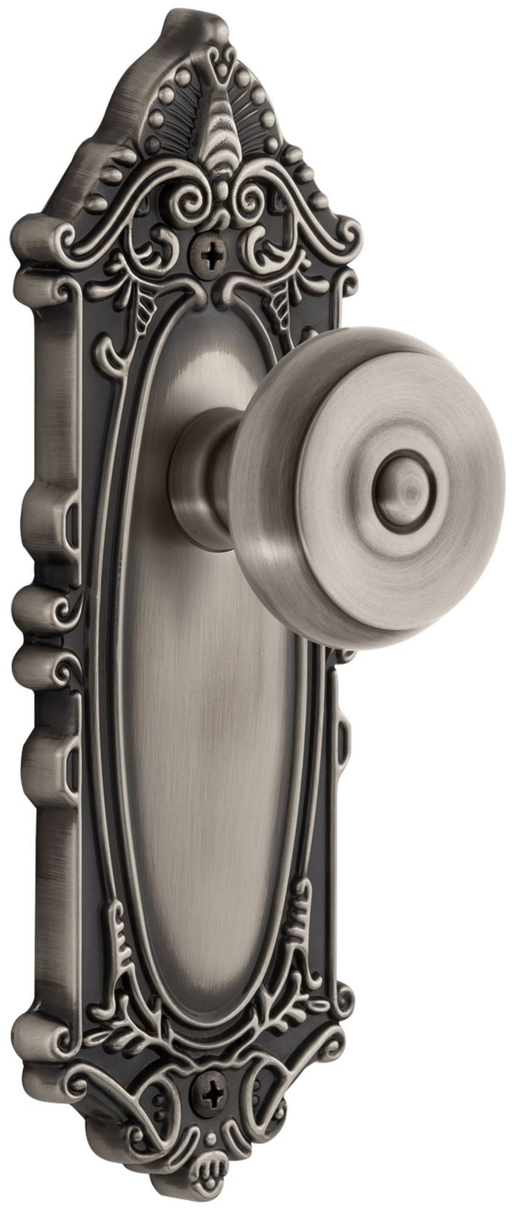 Grandeur Bouton Door Knob with Grande Victorian Plate