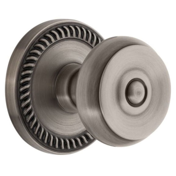 Grandeur Newbou_Dd_Na Newport Solid Brass Rose Dummy Door Knob Set - Grey