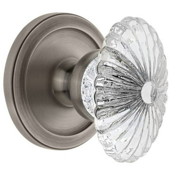 Grandeur Cirbur_Prv_238 Circulaire Solid Brass Rose Privacy Door Knob Set - Grey