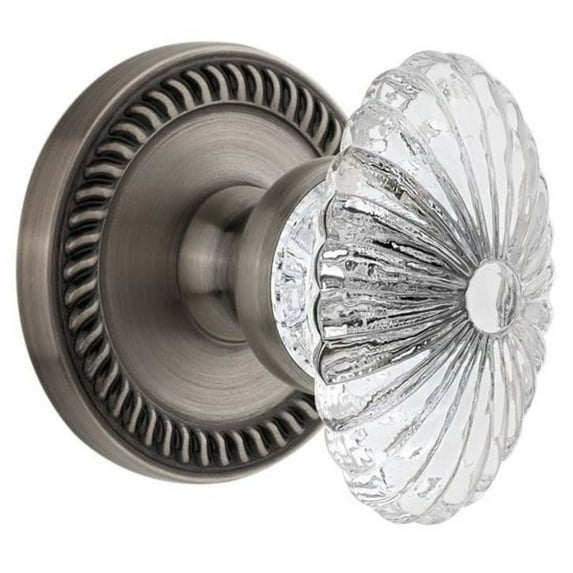 Grandeur Newbur_Psg_234 Newport Solid Brass Rose Passage Door Knob Set - Grey