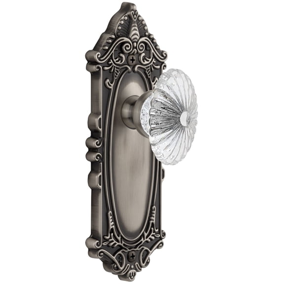 Grandeur Burgundy Door Knob with Grande Victorian Plate