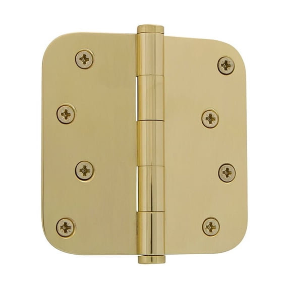 Grandeur 819984 4 X 4" Plain Bearing 5/8" Radius Corner Mortise Door Hinge - Brass