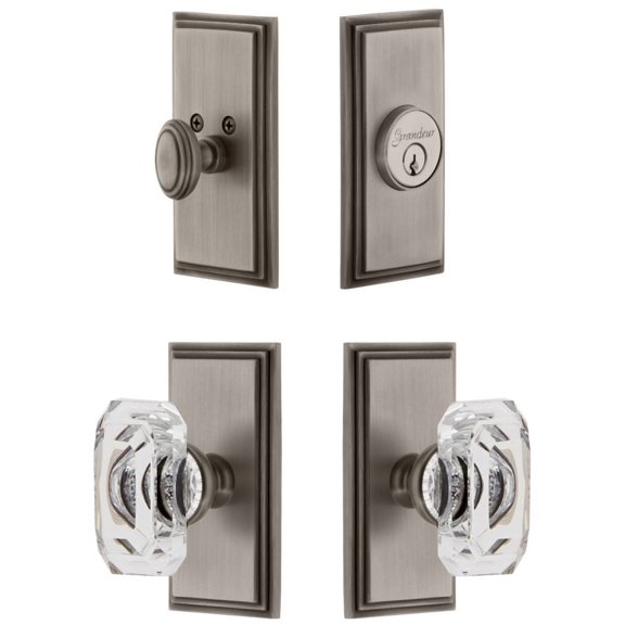 Grandeur 828981 Carre Solid Brass Single Cylinder Keyed Entry Knobset And Deadbolt Combo
