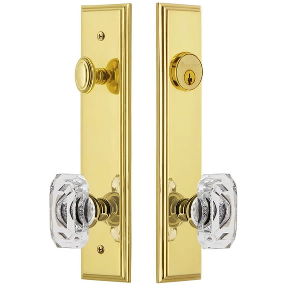 Grandeur 839893 Carre Solid Brass Tall Plate Single Cylinder Keyed Entry Set - Brass