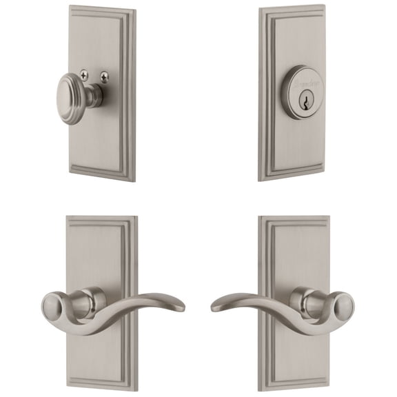Grandeur 827346 Carre Solid Brass Left Handed Single Cylinder Keyed Entry Leverset And