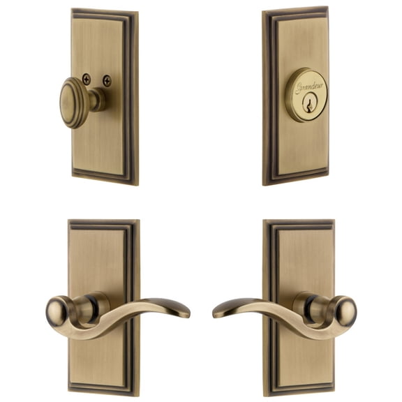 Grandeur 827370 Carre Solid Brass Left Handed Single Cylinder Keyed Entry Leverset And