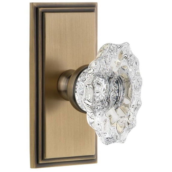Grandeur 811075 Carre Solid Brass Rose Dummy Door Knob Set - Brass