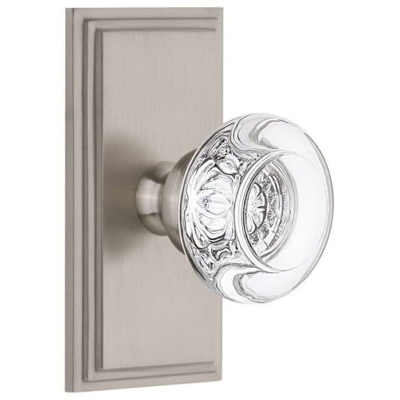 Grandeur Carbor_Dd_Na Carre Solid Brass Rose Dummy Door Knob Set - Nickel
