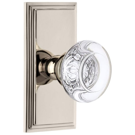 Grandeur Carbor_Prv_234 Carre Solid Brass Rose Privacy Door Knob Set - Nickel