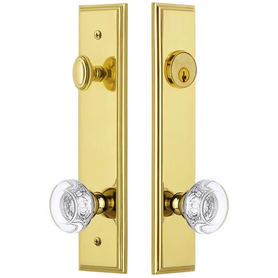 Grandeur 839959 Carre Solid Brass Tall Plate Single Cylinder Keyed Entry Set - Brass
