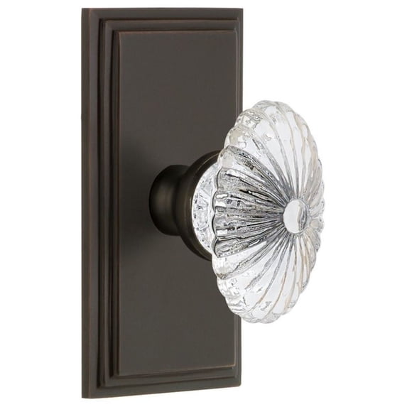 Grandeur Burgundy Crystal Passage Door Knob with Carre Plate