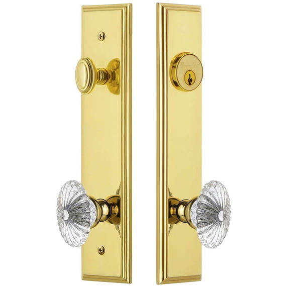Grandeur 840023 Carre Solid Brass Tall Plate Single Cylinder Keyed Entry Set - Brass