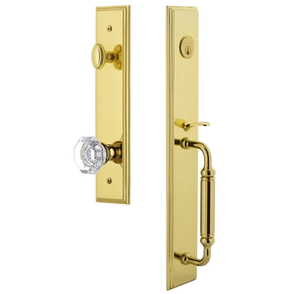 Grandeur 848950 Carre Solid Brass Rose Dummy Full Plate 'C' Grip Handleset - Brass