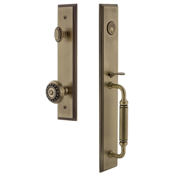 Grandeur 842413 Carre Solid Brass Rose Keyed Entry Single Cylinder Full Plate "C" Grip