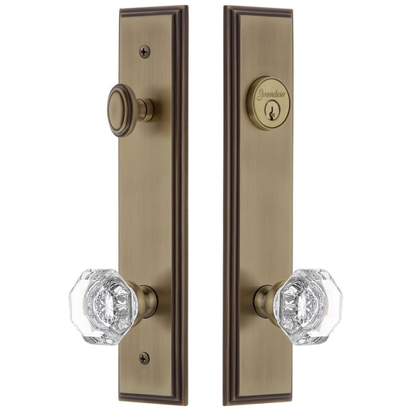 Grandeur Carr  Tall Plate Single Cylinder One Piece Knobset with Chambord Knob