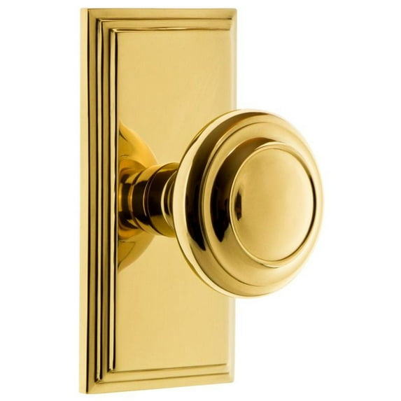 Grandeur Carcir_Prv_234 Carre Solid Brass Rose Privacy Door Knob Set - Brass