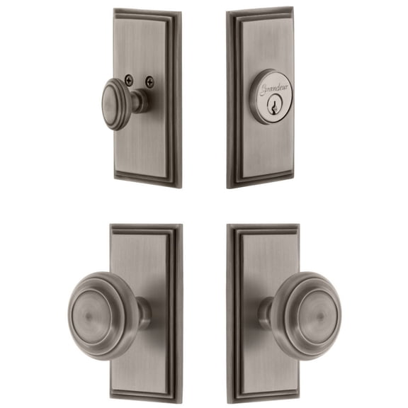 Grandeur 833836 Carre Solid Brass Single Cylinder Keyed Entry Knobset And Deadbolt Combo