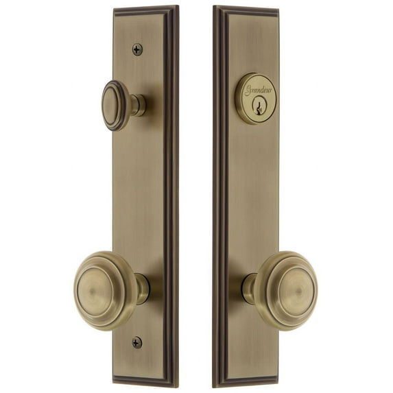 Grandeur Carcir_Tp_Eset_234 Carre Solid Brass Tall Plate Single Cylinder Keyed Entry Set -