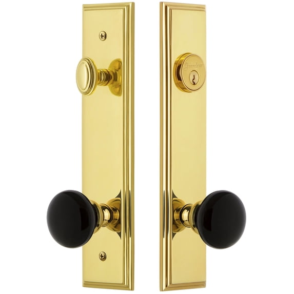 Grandeur 854201 Carre Solid Brass Rose Tall Plate Single Cylinder Keyed Entry Door Knob