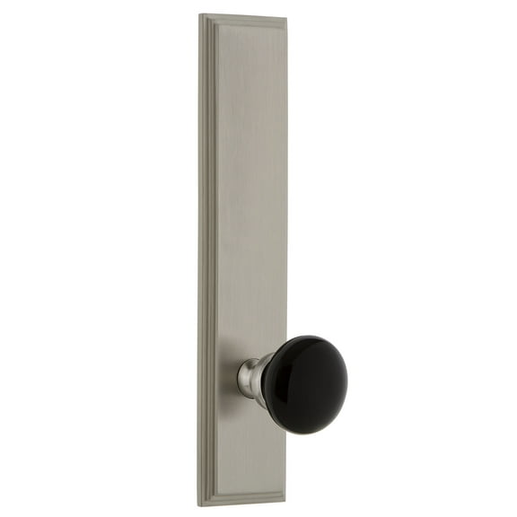 Grandeur 853109 Carre Solid Brass Tall Plate Left Handed Privacy Door Knob Set - Nickel