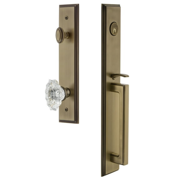 Grandeur Cardgrbia_Esetd_Na Carre Solid Brass Rose Dummy Full Plate "D" Grip Handleset -