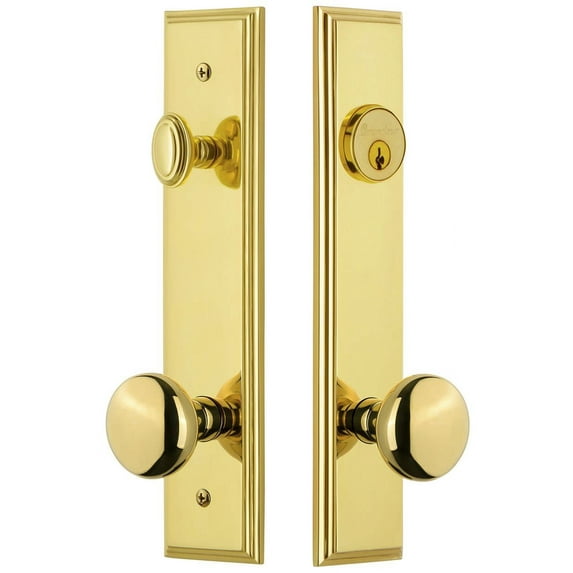 Grandeur Carfav_Tp_Eset_234 Carre Solid Brass Tall Plate Single Cylinder Keyed Entry Set -
