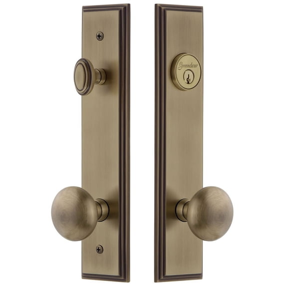 Grandeur Carr Tall Plate Single Cylinder One Piece Knobset with Knob