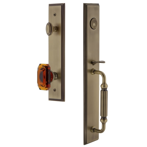 Grandeur 848816 Carre Solid Brass Rose Dummy Full Plate "F" Grip Handleset - Brass
